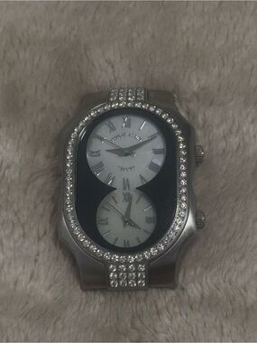 Philip Stein Teslar Diamond Large  Silver Tone Stainless Steel Watch Back